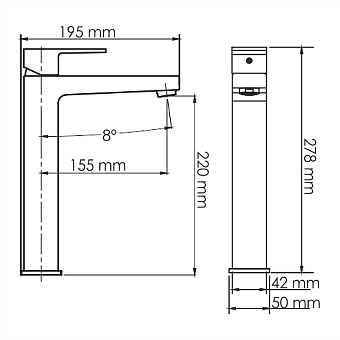 Смеситель для раковины WASSERKRAFT Abens 2003H чёрный (матовый)