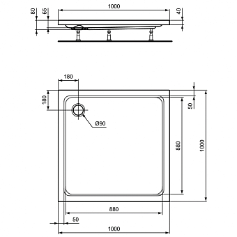 Душевой поддон IDEAL STANDARD HOTLINE K276801 100х100см