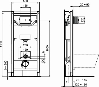 Инсталляция для подвесного унитаза IDEAL STANDARD Prosys R020467