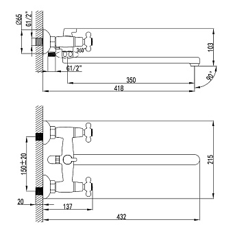 Смеситель для ванны LEMARK Standard LM2112C хром