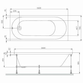 Ванна акриловая AM-PM X-Joy W94A-160-070W-A1 160х70см пристенная