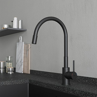 Смеситель для кухни MILARDO Meal M01BL0FM05 гибкий излив чёрный матовый
