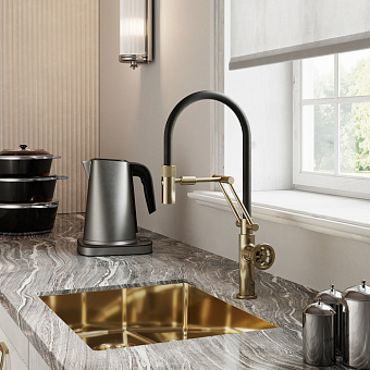 Смеситель для кухни IDDIS Grange GRAMGFLi05 поворотный излив матовое золото