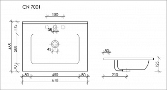 Раковина накладная Ceramica Nova ELEMENT CN7001 61х46,5см