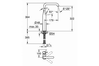 Смеситель для раковины GROHE Essence New 32901DA1 бронза