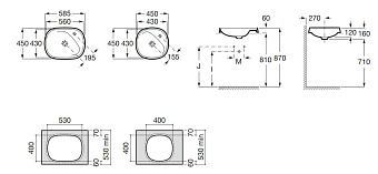 Раковина встраиваемая сверху ROCA Beyond 7.3270.B.600.0 58,5х45,5см