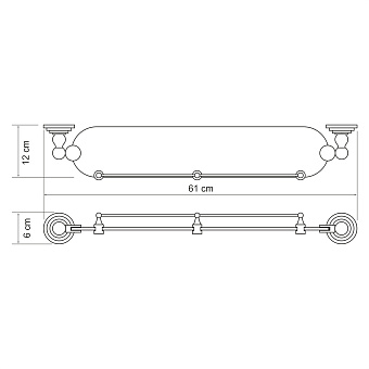 Полка в ванную овальная WASSERKRAFT Ammer K-7000 K-7044 1-ярусная 12х61см хром