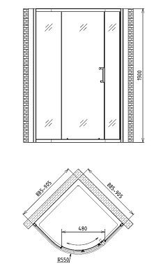 Угловое ограждение Gemy Victoria S30071A 190х90см стекло прозрачное