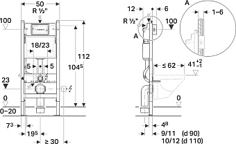 Комплект для установки подвесного унитаза GEBERIT Duofix 111.153.00.1 с панелью смыва хром
