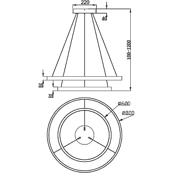 Светильник подвесной Maytoni Rim MOD058PL-L74B3K 176Вт LED