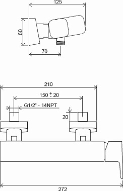 Смеситель для душа RAVAK 10° X070153 чёрный