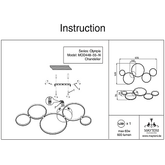 Светильник потолочный Maytoni Olympia MOD448-55-N 40,8Вт LED