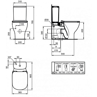 Чаша для унитаза IDEAL STANDARD TESI T0082V1 с микролифтом