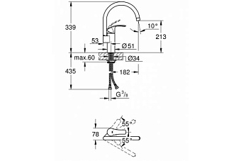 Смеситель для кухни GROHE Eurosmart 33202002 высокий излив хром