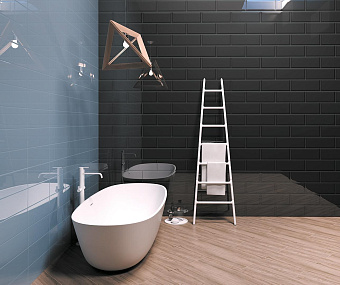 Настенная плитка KERAMA MARAZZI Вилланелла 15076 чёрный грань 15х40см 1,08кв.м. глянцевая