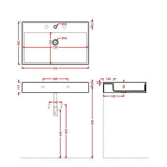 Раковина накладная ArtCeram SCALINO SCL008 17 00 48х75см