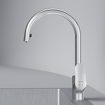 Смеситель для кухни AM-PM Like F8012000 высокий излив хром/чёрный