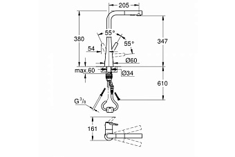 Смеситель для кухни GROHE Zedra 32553DC2 высокий излив сталь
