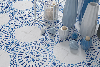 Матовый керамогранит WOW Blanc Et Bleu 108788 Antique Decor 18,5х18,5см 0,413кв.м.
