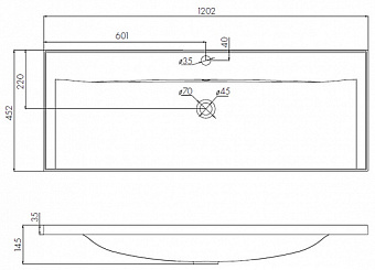 Раковина встраиваемая сверху Акватон Айрис 1A729631AG010 120х45,2см