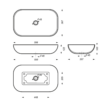 Раковина накладная SANITA LUXE Infinity 1AX169WBXX000 60х36,8см