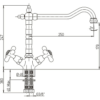 Смеситель для кухни Paini Liberty 17F3570BKM поворотный излив старая бронза
