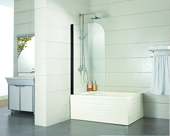 Стеклянная шторка на ванну Azario Merrit AZ-NF6211 800 BLACK 140х80см