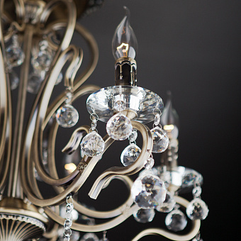 Люстра хрустальная Eurosvet Ernin 12505/6 античная бронза Strotskis 40Вт 6 лампочек E14