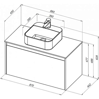 Тумба под раковину подвесная AQUANET Nova Lite 249517 44х87х48,8см
