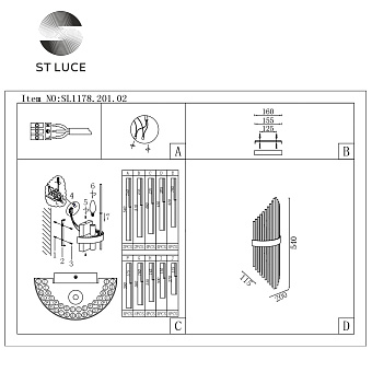 Бра ST Luce AREZZO SL1178.201.02 80Вт E14