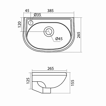 Раковина подвесная Santek Бриз 1WH110442 38,5х26,5см