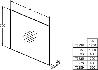 Зеркало IDEAL STANDARD I.life T3336BH 70х80см с подсветкой
