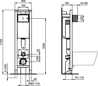 Инсталляция для подвесного унитаза IDEAL STANDARD PROSYS ECO FRAME E233367