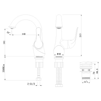 Смеситель для раковины LEMARK Swan LM5406BG золото/чёрный