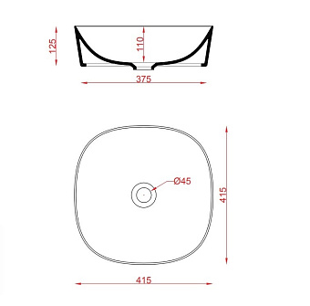 Раковина накладная ArtCeram GHOST GHL001 01 00 42х42см