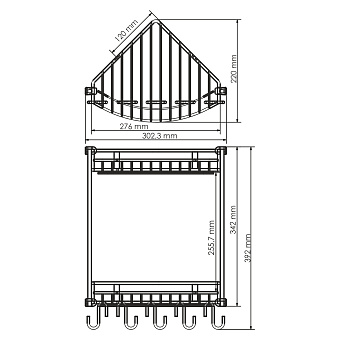 Полка в ванную угловая WASSERKRAFT K-1222 2-ярусная 22х30см хром