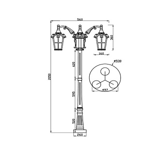 Светильник ландшафтный Maytoni Albion O413FL-03GB 60Вт IP44 E27 чёрный с золотом