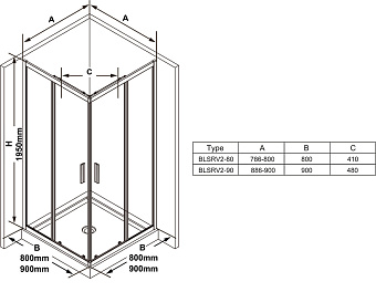 Угловое ограждение RAVAK Blix Slim X1LM70C00Z1 195х90см стекло металл