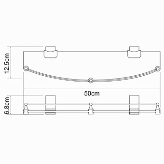 Полка в ванную округлая WASSERKRAFT Exter K-5200 K-5244 1-ярусная 12,5х50см светлая бронза