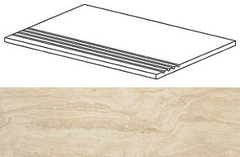 Плитка для ступеней Atlas Concord Италия Marvel Pro ADW6 Travertino Alabastrino Gradino 60х30см 1,08кв.м. матовая