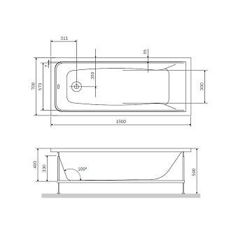 Ванна акриловая AM-PM Gem W90A-150-070W-A 150х70см пристенная