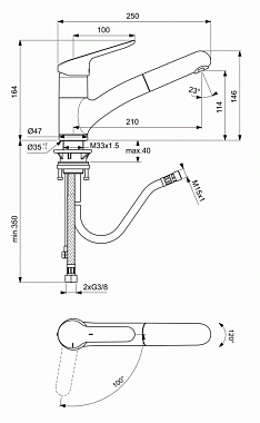 Смеситель для кухни IDEAL STANDARD CERAFLEX BC143AA поворотный излив хром