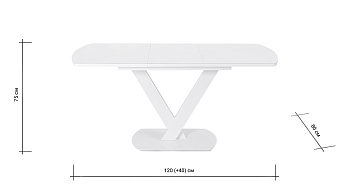 Кухонный стол раскладной AERO 80х120х76см закаленное стекло/сталь White Glass