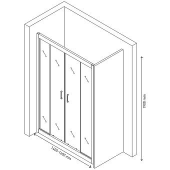 Душевая дверь BERGES PORTA 63102 190х160см стекло прозрачное