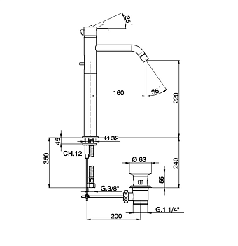 Смеситель для раковины Cisal Less Minimal LM00152021 хром
