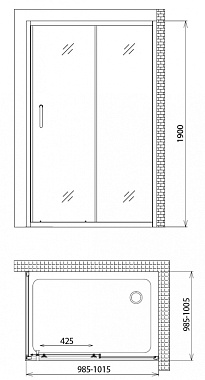Угловое ограждение Gemy Victoria S30191H-A100 190х100см стекло прозрачное