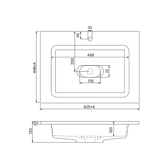 Раковина встраиваемая сверху IDDIS Optima Home 4506000i28 62,5х42,8см