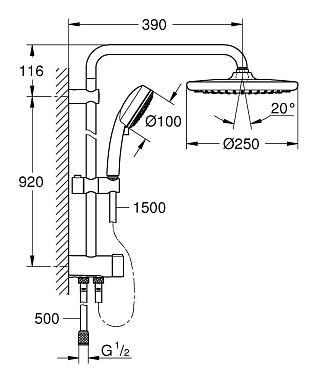 Душевая система GROHE Tempesta Cosmopolitan System 250 26675000 хром