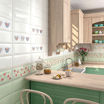 Бордюр KERAMA MARAZZI POF001 Карандаш Бисер белый серебро 1,4х20см 0,112кв.м.