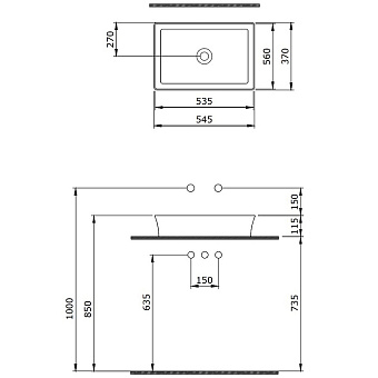 Раковина накладная BERGES Ego SL 181009 54,8х37,2см